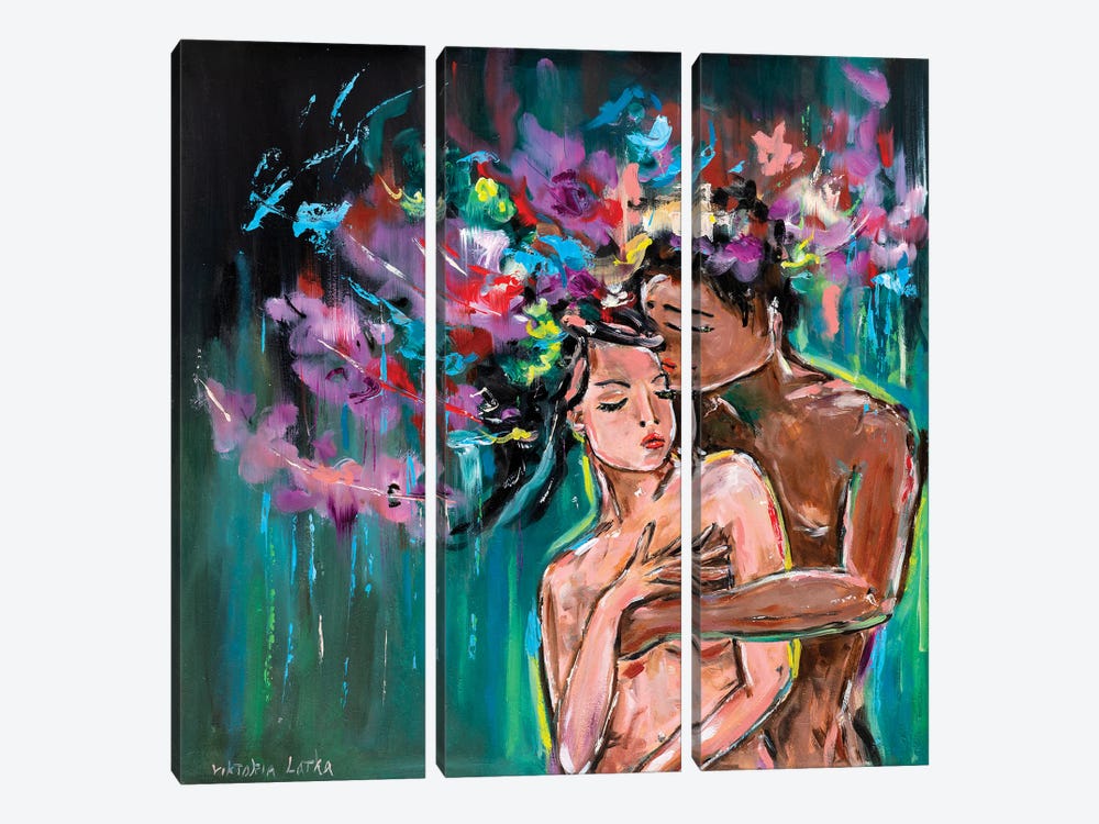 Love Couple With Flower by Viktoria Latka 3-piece Canvas Wall Art