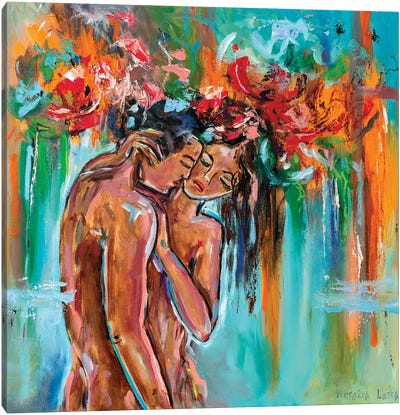 Couple In A Cloud Of Love Canvas Art Print - Viktoria Latka