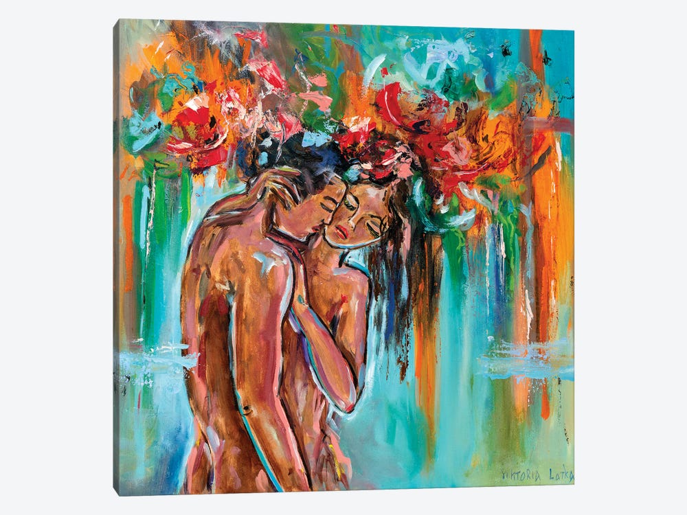 Couple In A Cloud Of Love by Viktoria Latka 1-piece Canvas Artwork