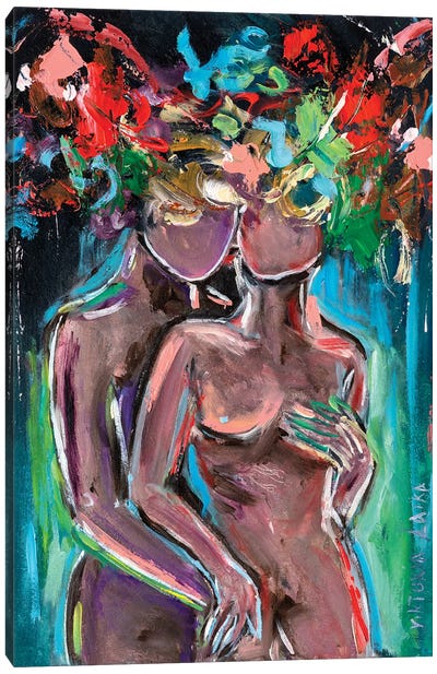 Lovers In The Wild Flowers Canvas Art Print - Viktoria Latka