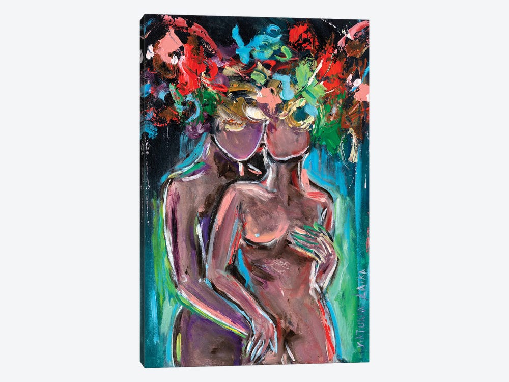 Lovers In The Wild Flowers by Viktoria Latka 1-piece Canvas Wall Art