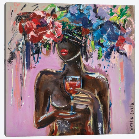 Nude With Red Wine Canvas Print #VKT209} by Viktoria Latka Canvas Art