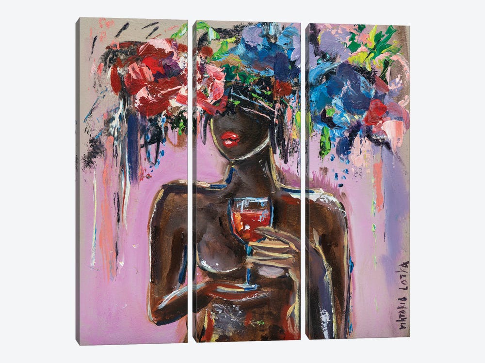 Nude With Red Wine by Viktoria Latka 3-piece Canvas Wall Art