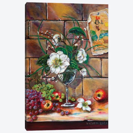 French Still Life With Lilies Canvas Print #VKT20} by Viktoria Latka Canvas Wall Art