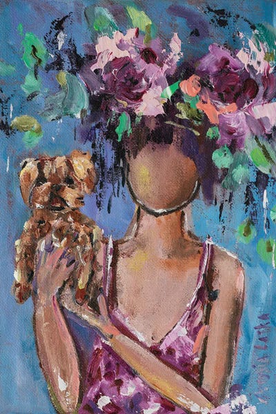 Viktoria Latka: Eva With A Little Dog by Viktoria Latka