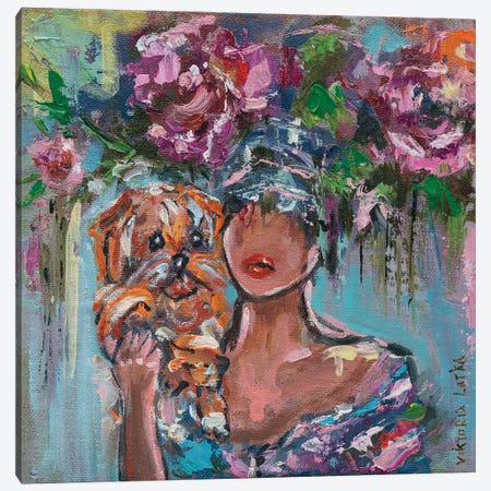 A Woman Flower With A Dog II Canvas Print #VKT216} by Viktoria Latka Canvas Art