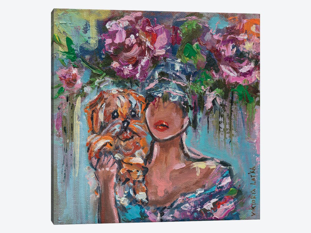 A Woman Flower With A Dog II by Viktoria Latka 1-piece Canvas Art
