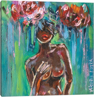 Floral Nude II Canvas Art Print - Viktoria Latka