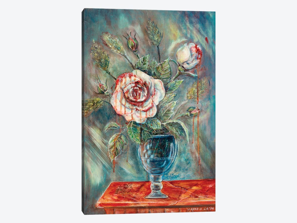 Weeping Rose In A Glass by Viktoria Latka 1-piece Canvas Print
