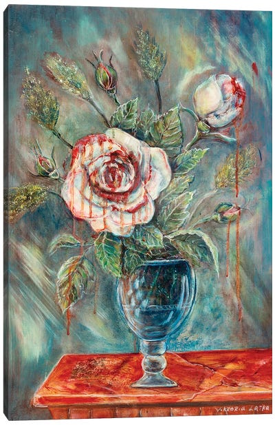 Weeping Rose In A Glass Canvas Art Print - Viktoria Latka