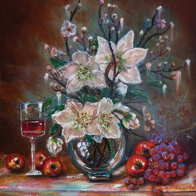 White Lilies And Red Wine by Viktoria Latka canvas print