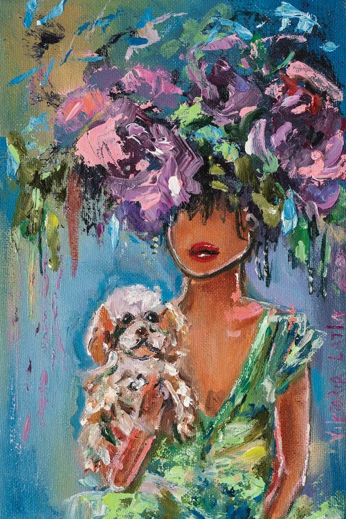 A Woman Flower With A Dog III