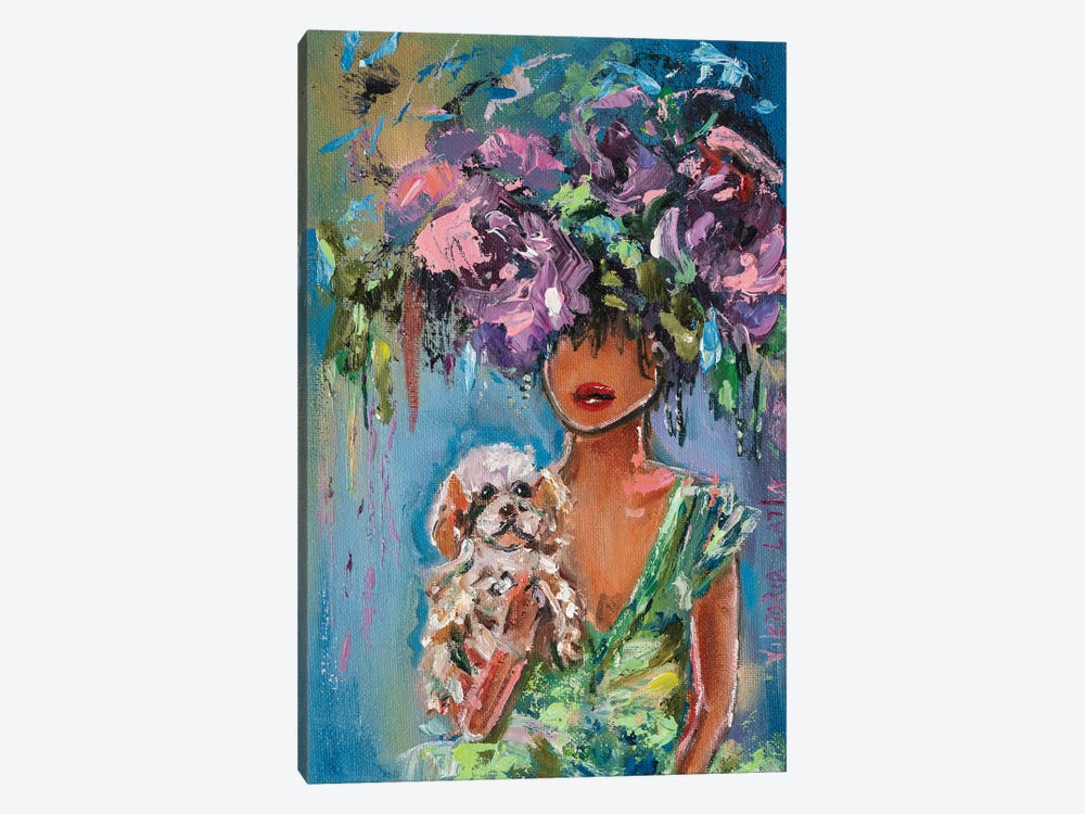 A Woman Flower With A Dog III by Viktoria Latka 1-piece Canvas Print