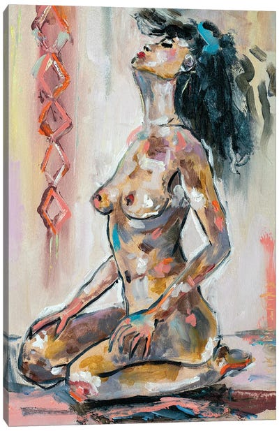 Moments Of Privacy With Yourself Canvas Art Print - Female Nude Art