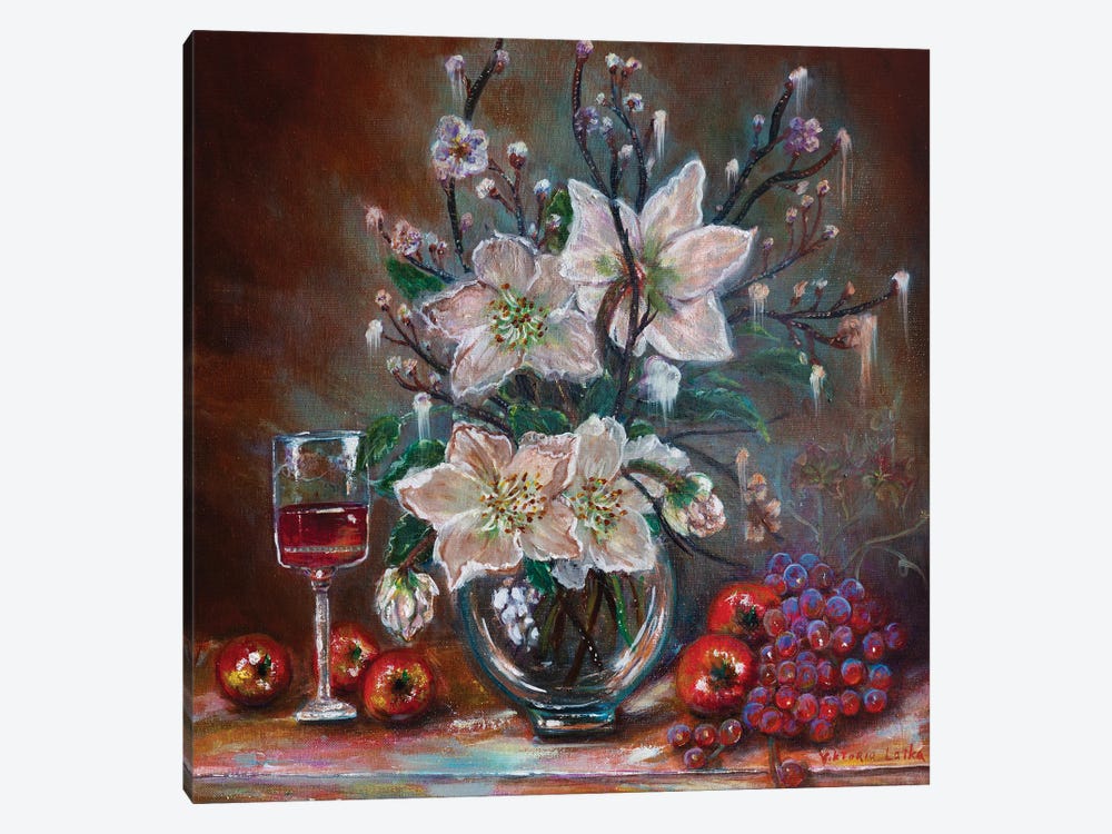 White Lilies And Red Wine by Viktoria Latka 1-piece Canvas Art