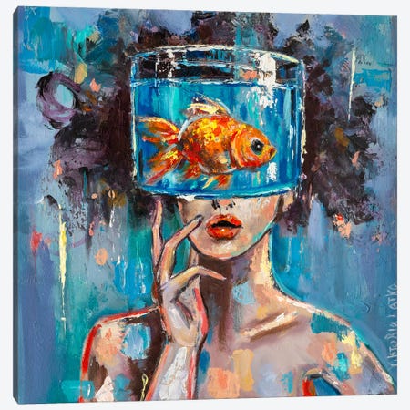 Fish Watcher Canvas Print #VKT251} by Viktoria Latka Art Print