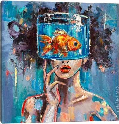 Fish Watcher Canvas Art Print - Goldfish Art
