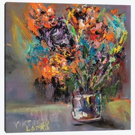 Colorful Hydrangeas In Glass Canvas Print #VKT27} by Viktoria Latka Art Print