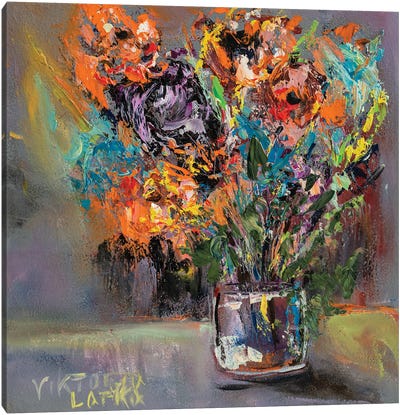 Colorful Hydrangeas In Glass Canvas Art Print - Hydrangea Art