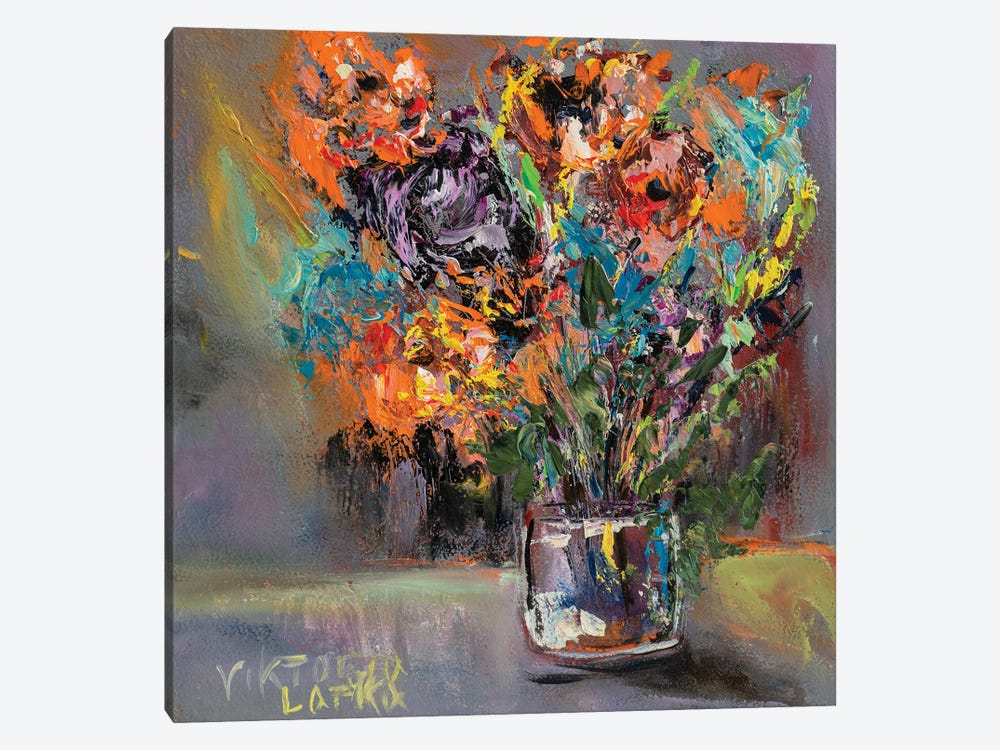 Colorful Hydrangeas In Glass by Viktoria Latka 1-piece Art Print