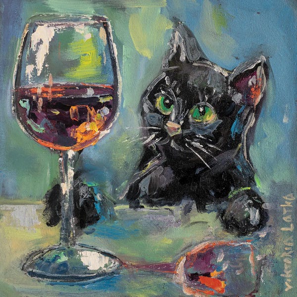 Black Cats: Black Cat And Red Wine III by Viktoria Latka