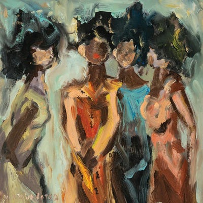Spring Leaves - Canvas Prints: Four Abstract Figures by Viktoria Latka