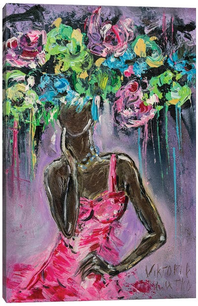 Dancing Girl In Pink Canvas Art Print - Viktoria Latka