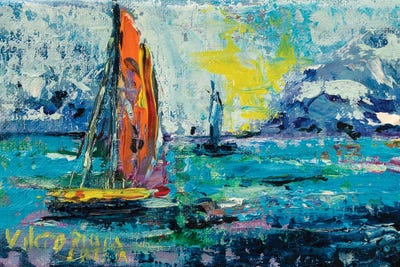 Little Yellow Sailboat by Viktoria Latka framed canvas print