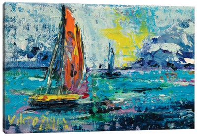 Little Yellow Sailboat Canvas Art Print - Viktoria Latka