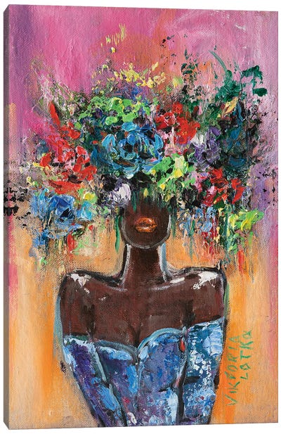 Chocolate Girl In Purple Canvas Art Print - Viktoria Latka