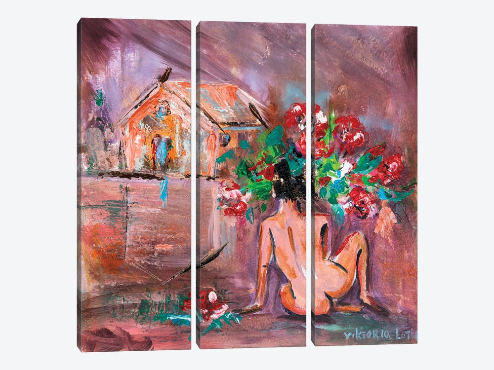 Nude In The Universe by Viktoria Latka 3-piece Canvas Art Print