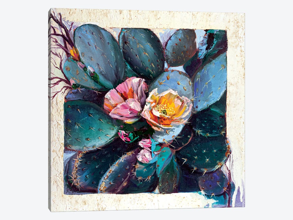 Blooming Cactus by Valeria Luchistaya 1-piece Canvas Art