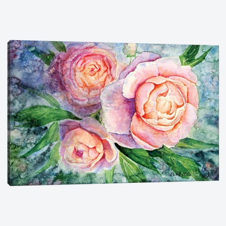 Pink Peonies Canvas Print #VLC14} by Valeria Luchistaya Canvas Art