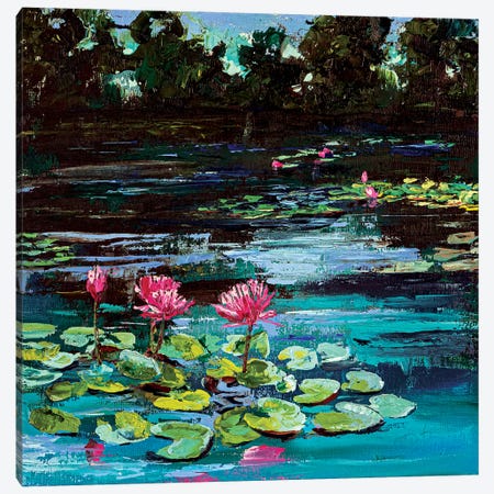 Pond With Water Lilies Canvas Print #VLC22} by Valeria Luchistaya Canvas Wall Art