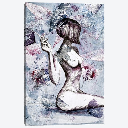 Nude With A Cigarette Canvas Print #VLC27} by Valeria Luchistaya Canvas Print