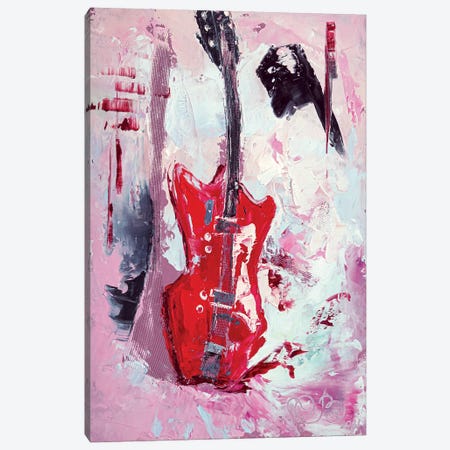 Red Guitar Canvas Print #VLC30} by Valeria Luchistaya Canvas Print