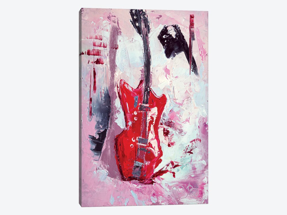Red Guitar by Valeria Luchistaya 1-piece Canvas Print