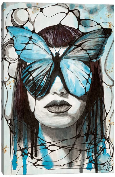 Indigo Butterfly Canvas Art Print - Valeria Luchistaya