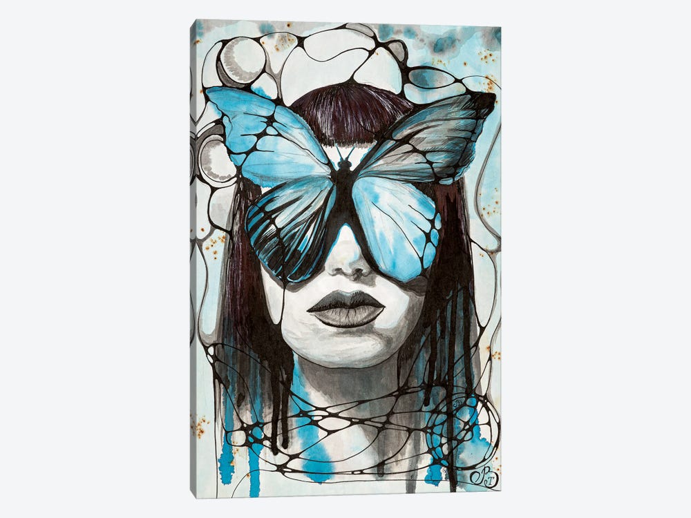 Indigo Butterfly by Valeria Luchistaya 1-piece Canvas Wall Art