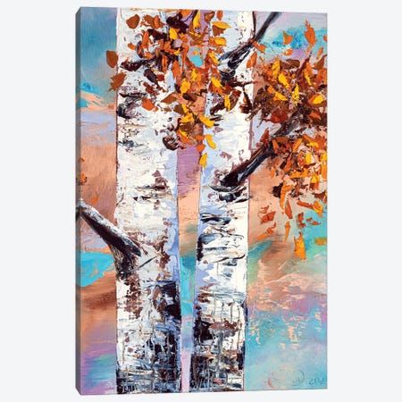 Gold Of Birch Trees Canvas Print #VLC4} by Valeria Luchistaya Canvas Wall Art