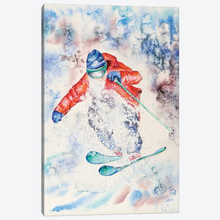 Mountain Skier Canvas Print #VLC60} by Valeria Luchistaya Canvas Artwork