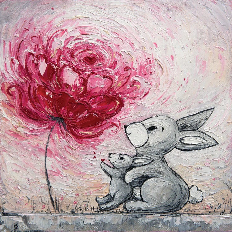 Flower Of Motherly Love Hares by Vlada Koval wall art