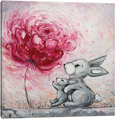Flower Of Motherly Love Hares Canvas Art Print - Vlada Koval