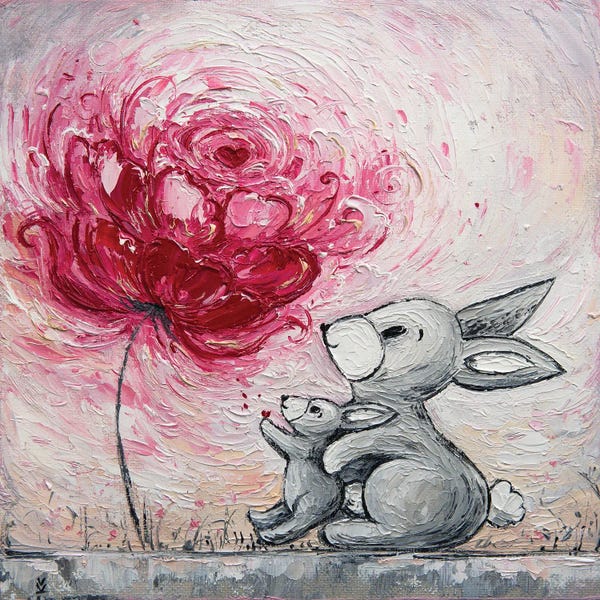 Vlada Koval: Flower Of Motherly Love Hares by Vlada Koval