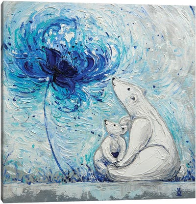 Flower Of Motherly Love Teddy Bears Canvas Art Print - Polar Bear Art