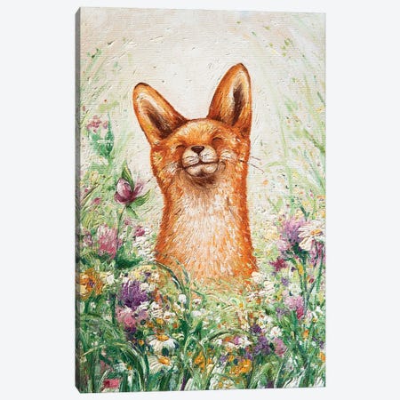 Happy Fox Canvas Print #VLK16} by Vlada Koval Canvas Artwork