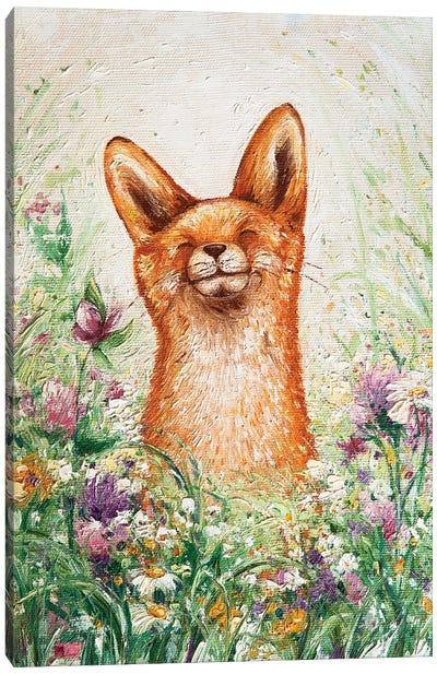 Happy Fox Canvas Art Print - Vlada Koval