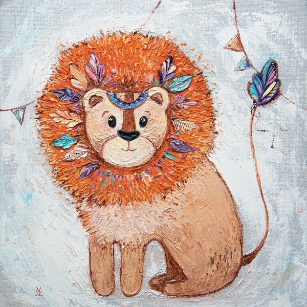 Native American Décor: Lion And Flags by Vlada Koval