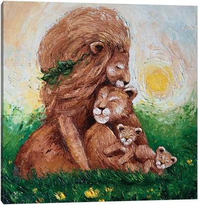 Lion Family Canvas Art Print - Vlada Koval