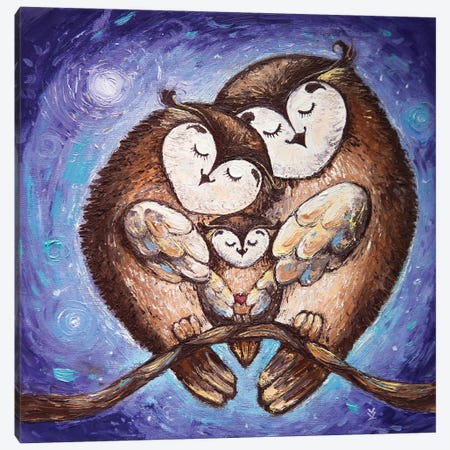 Owl Family Canvas Print #VLK24} by Vlada Koval Art Print